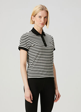 Moncler Kadın Siyah Beyaz Çizgili Polo T-Shirt Xs