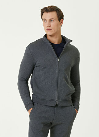 Pal Zileri Erkek Koyu Gri Fermuarlı Sweatshirt 48 It