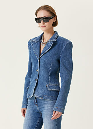 Magda Butrym Kadın Fitted Mavi Jean Ceket 34 Fr