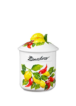 Edelweiss Italy Limon Ve Biber Desenli Seramik Küp Beyaz -1