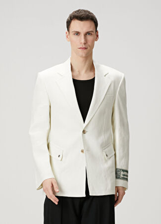 Off-white Erkek Kırık Beyaz Keten Ceket 48 It