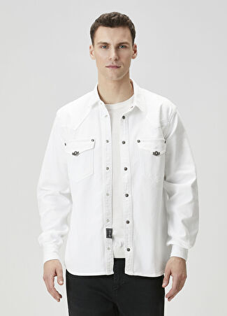Versace Jeans Couture Erkek Beyaz Dış Gömlek 46 It