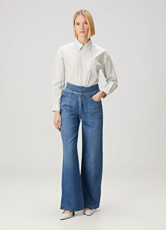 7 For All Mankind Kadın Mavi Wide Leg Jean Pantolon 29 It -1