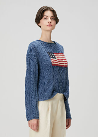 Polo Ralph Lauren Kadın Koyu Mavi Bayrak Detaylı Kazak Lacivert L