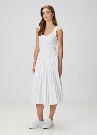 Red Valentino Kadın Beyaz Puantiyeli Midi Elbise Xs