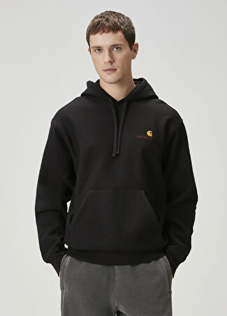 Carhartt Wip Erkek American Script Siyah Kapüşonlu Sweatshirt S