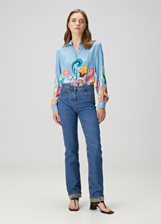 Etro Kadın Mavi Straight Jean Pantolon 26 Us