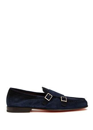 Santoni Erkek Lacivert Deri Loafer Mavi 11 Uk -1