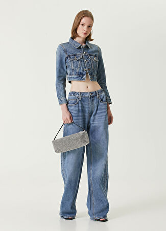 T By Alexander Wang Kadın Mavi Crop Denim Ceket Xs