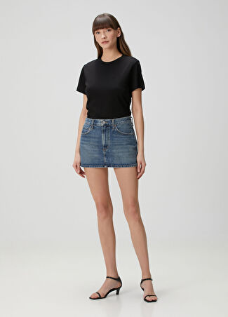 Agolde Kadın Alek Mavi Mini Denim Etek 27