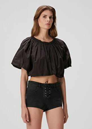 Etoile Isabel Marant Kadın Siyah Crop Bluz 36 Fr
