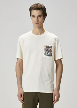 Helmut Lang Erkek Postcard Beyaz Baskılı T-Shirt S