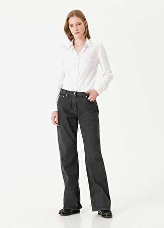 Bally Kadın Füme Wide Leg Jean Pantolon Gri 26 Us