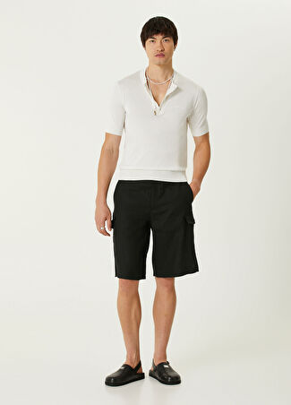 Dolce&gabbana Erkek Siyah Kargo Keten Bermuda 46 It
