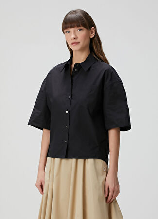 Kenzo Kadın Oversized Siyah Kısa Kol Gömlek Xs
