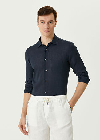 Peninsula Erkek Lacivert Keten Gömlek S