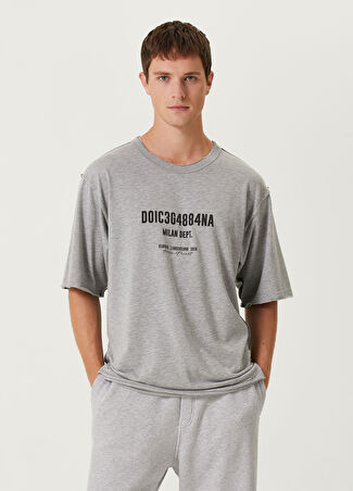Dolce&gabbana Erkek Gri Logo Baskılı T-Shirt Xs