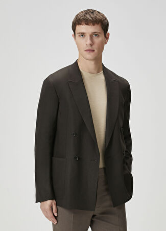 Zegna Erkek Kahverengi Keten Ceket 50 It