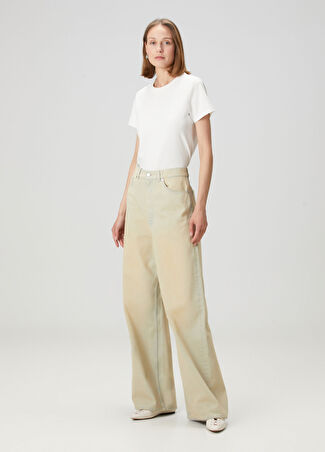 Stella Mccartney Kadın Bej Wide Leg Jean Pantolon 25 Us