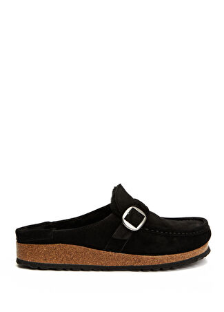 Birkenstock Kadın Buckley Shearling Siyah Süet Terlik 36