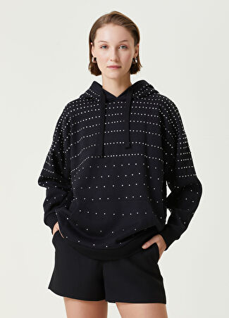 Valentino Kadın Siyah Kapüşonlu Taşlı Sweatshirt Xs