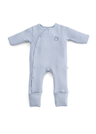 Little Gusto Bebek Mavi Kapitone Patikli Ve Eldivenli Bebek Tulum 1-2 Yaş -1