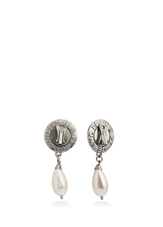 Moschino Kadın Silver İnci Detaylı Küpe Gri