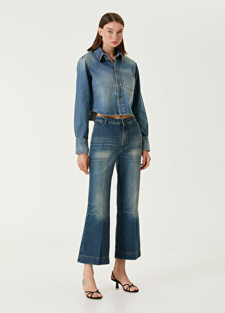 Victoria Beckham Kadın Mavi Bootcut Jean Pantolon 26 Us