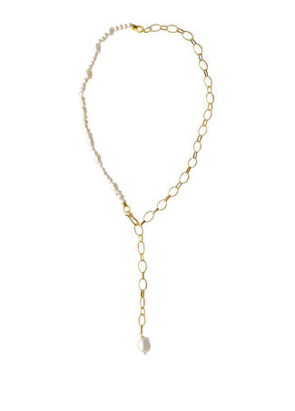 Linya Jewellery Kadın Belta Uzun Gümüş Rengi Zincir Kolye Altın