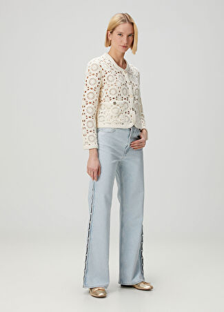Maje Kadın Perlina Mavi Wide Leg Jean Pantolon 34 It