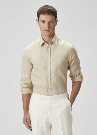 Ralph Lauren Purple Label Erkek Bej Keten Gömlek Xl