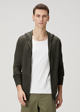 Allsaints Erkek Haki Kapüşonlu Yün Hırka Yeşil Xs -1