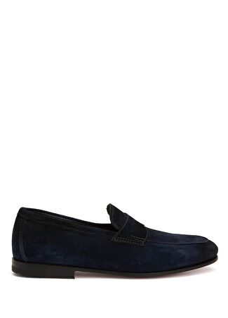 Santoni Erkek Lacivert Deri Loafer Mavi 7.5 Uk -1