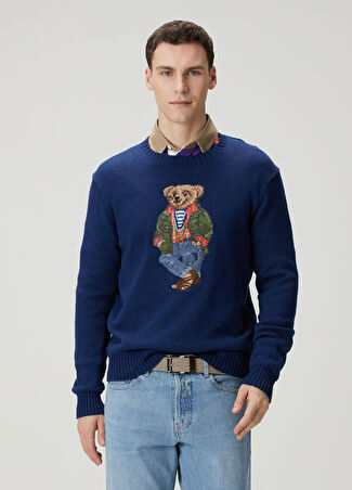 Polo Ralph Lauren Erkek Lacivert Logo Nakışlı Kazak Xl -1