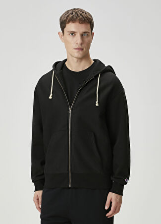 Champion Erkek Siyah Kapüşonlu Sweatshirt Xs