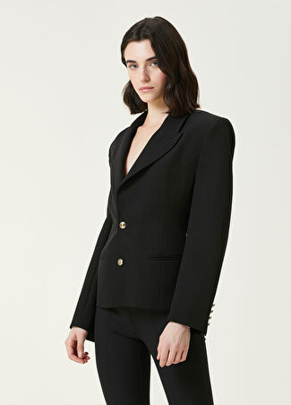 Versace Jeans Couture Kadın Siyah Kesim Detaylı Blazer 42 It