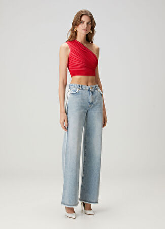 Balmain Kadın Mavi Straight Leg Jean Pantolon 36 Fr