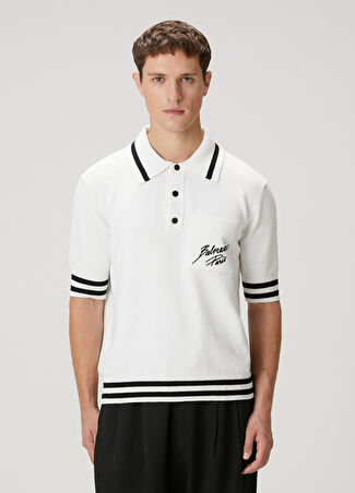 Balmain Erkek Beyaz Polo Yaka Kısa Kollu Triko S