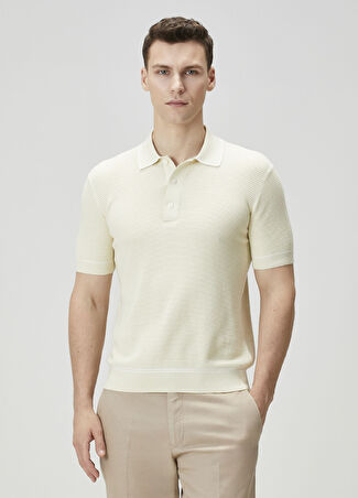 Zegna Erkek Kırık Beyaz Polo Yaka Kısa Kollu Triko 52 It
