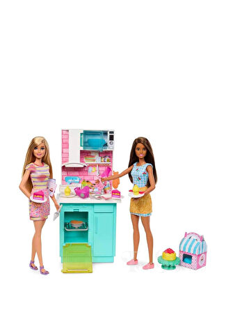 Barbie Kız Çocuk Hjy94 Brooklyn Ve Malibu Pasta Yapıyor Oyun Seti -1