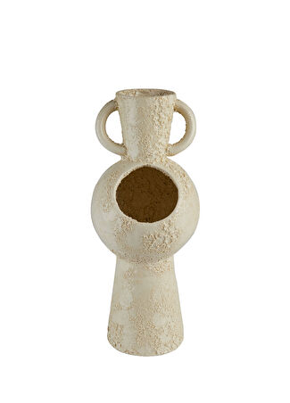 Frui Ceramics Dokulu Seramik Vazo Bej