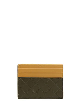 Bottega Veneta Erkek Örgü Dokulu Deri Kartlık Haki -1