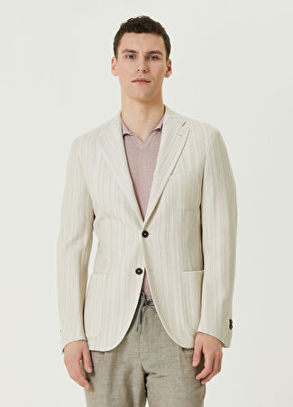 Corneliani Erkek Beyaz Çizgi Dokulu Ceket 48 It