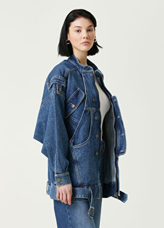 Frame Denim Kadın Mavi Kemerli Jean Ceket M