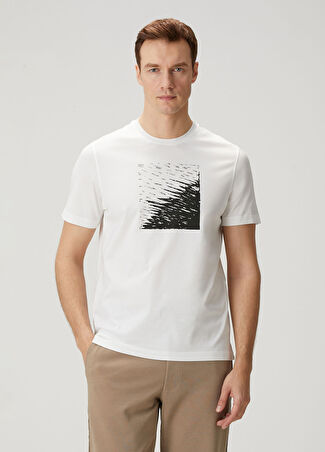 Pal Zileri Erkek Beyaz Kontrast Baskılı T-Shirt 48 It