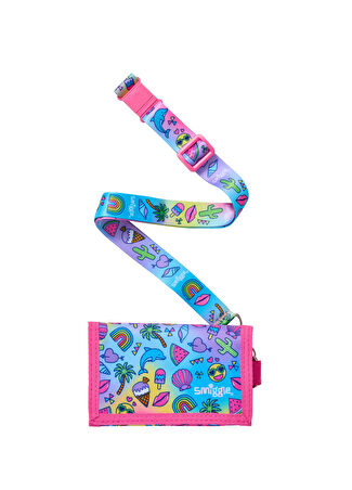 Smiggle Kız Çocuk Wonder World Desenli Pembe Askılı Cüzdan -1