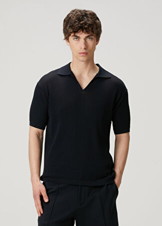 Emporio Armani Erkek Lacivert Polo Yaka Kısa Kollu Triko Xl
