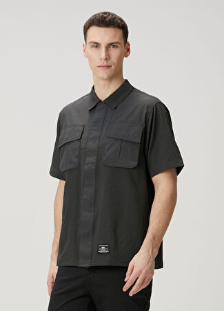 Alpha Industries Erkek Kısa Kollu Gömlek Gri S