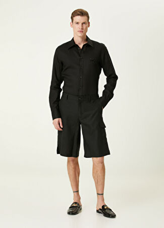 Dolce&gabbana Erkek Siyah Keten Kargo Bermuda 48 It