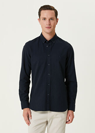 Beymen Club Erkek Slim Fit Lacivert Gofre Dokulu Gömlek M -1